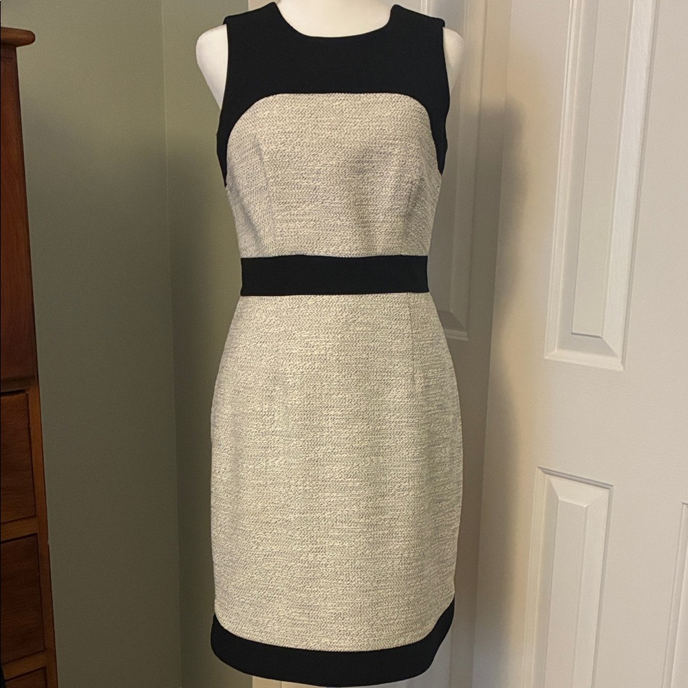 Banana Republic Black and White Twill Sleeveless Dress